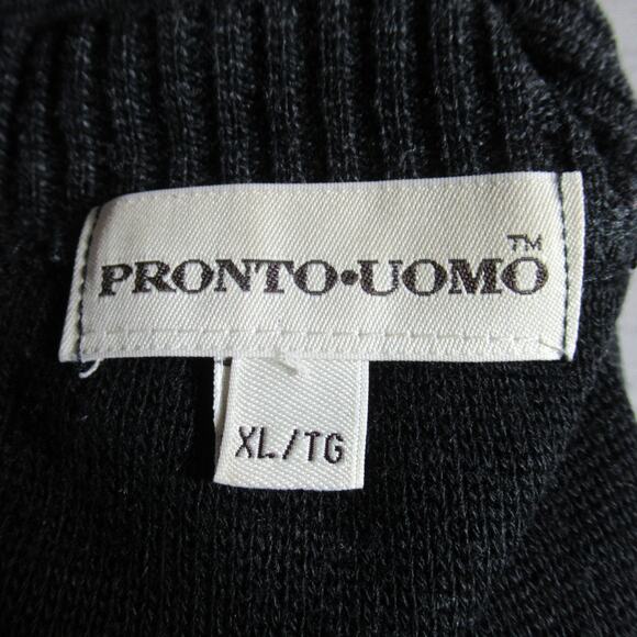 Vintage Pronto-Uomo Sweater Mens XL Gray Striped Knit Cosby 90s Grandpa USA Made - Picture 2 of 7